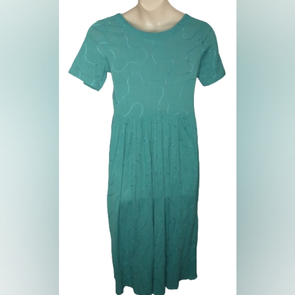 Collections Etc.Teal Embroidery Scoop Neck Size Medium Dress - Picture 2 of 9